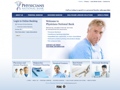 Physicians National Bank Website Homepage