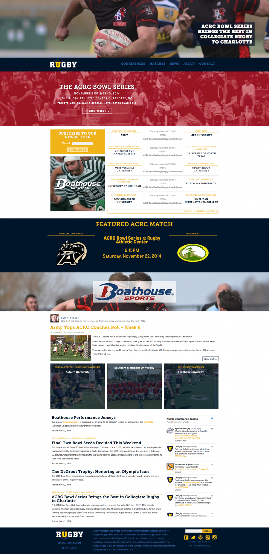 URugby, Front Intrnal Landing Page for Individual Leagues