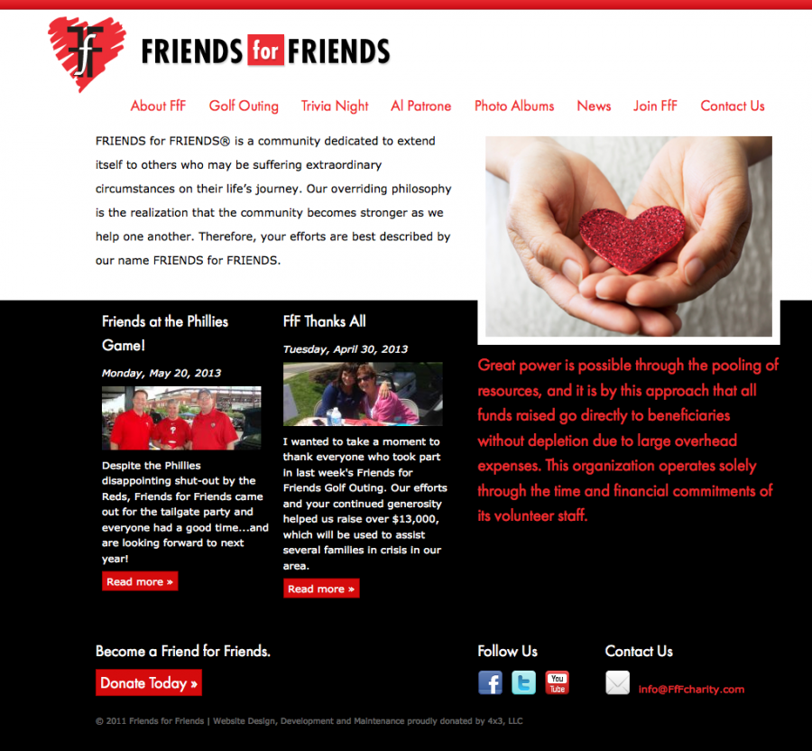 Friends for Friends Home Page Design