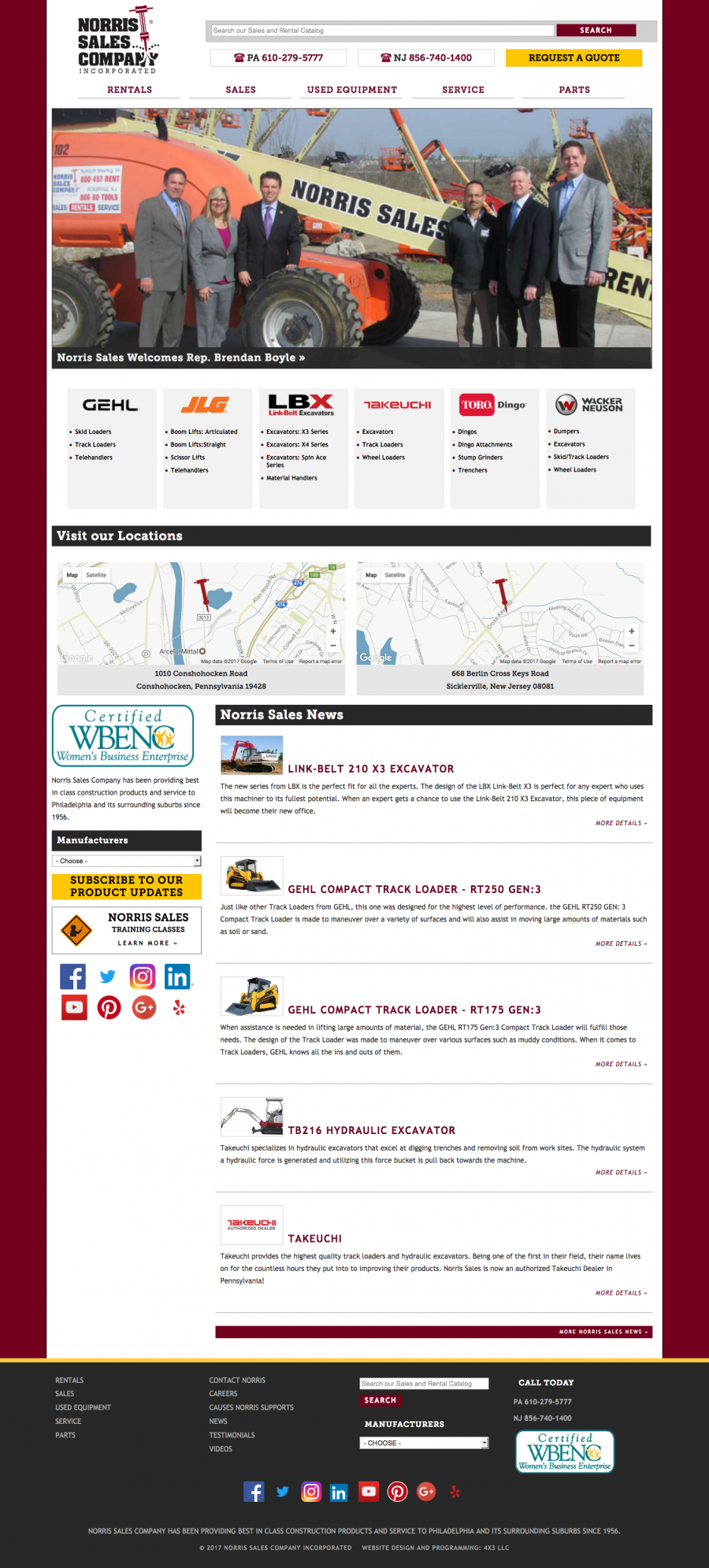 Norris Sales, Homepage featuring News, Maps, Manufacturers