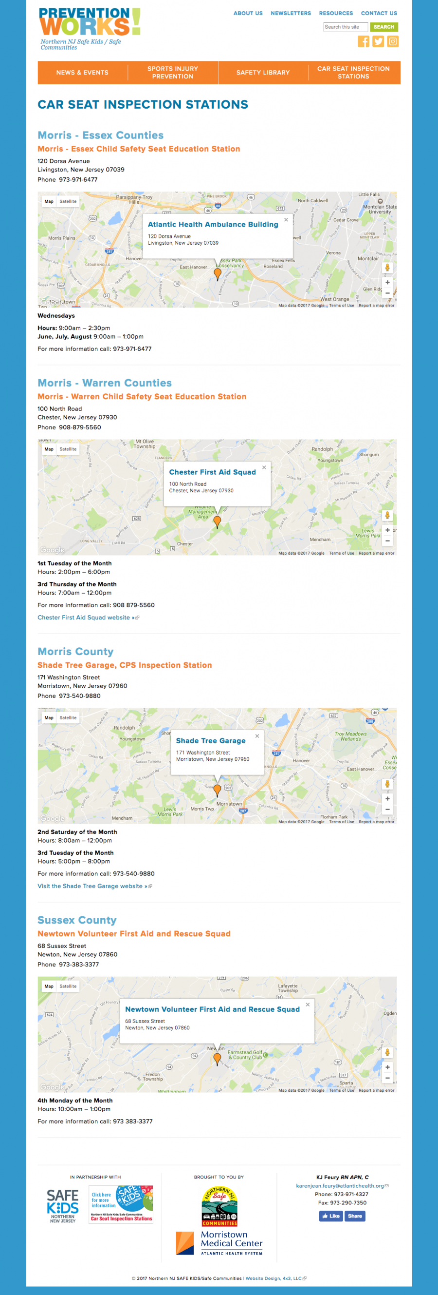 Prevention Works, Car Seat Inspections Location Page