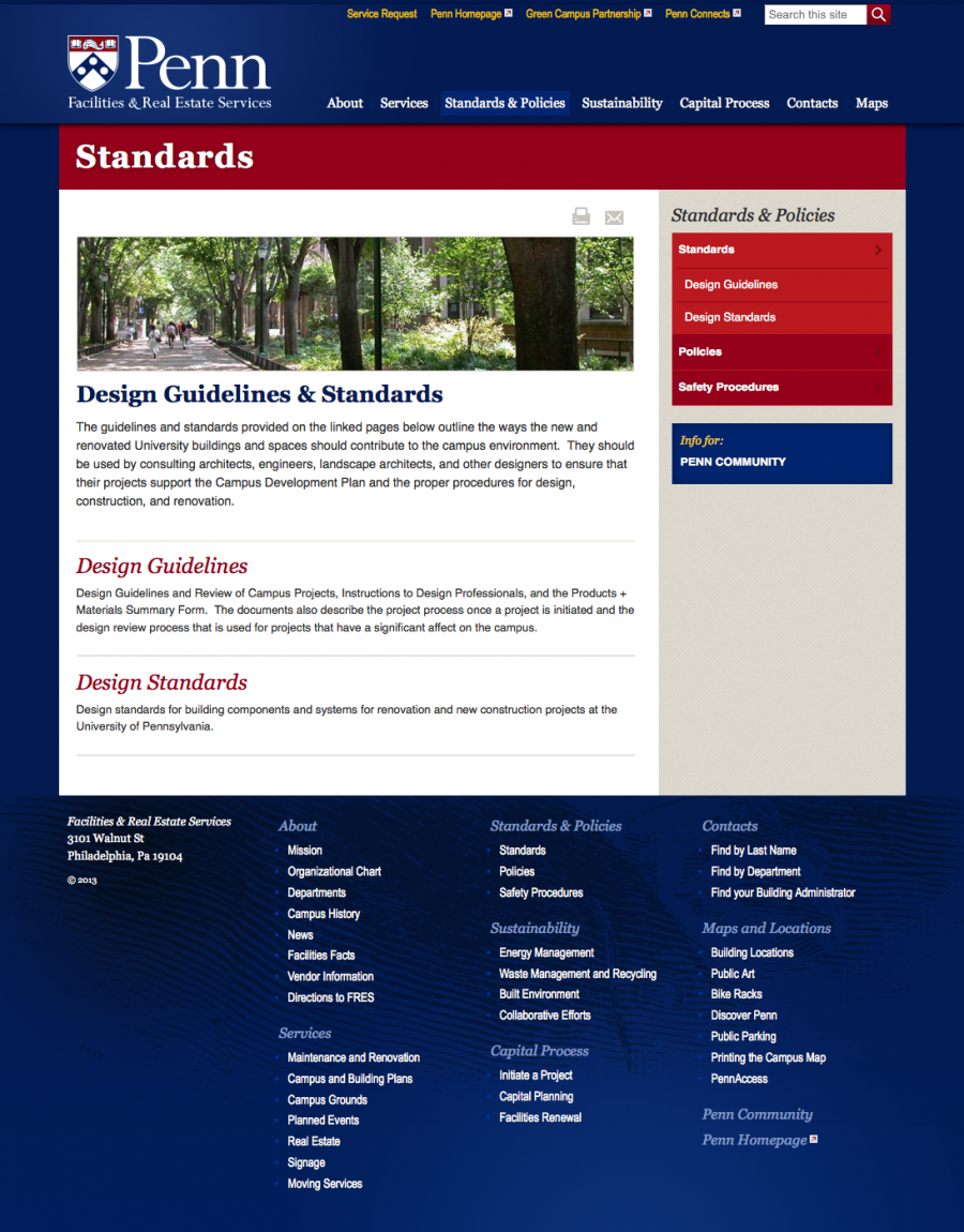 Penn Facilities and Real Estate Services Design Guidelines and Standards