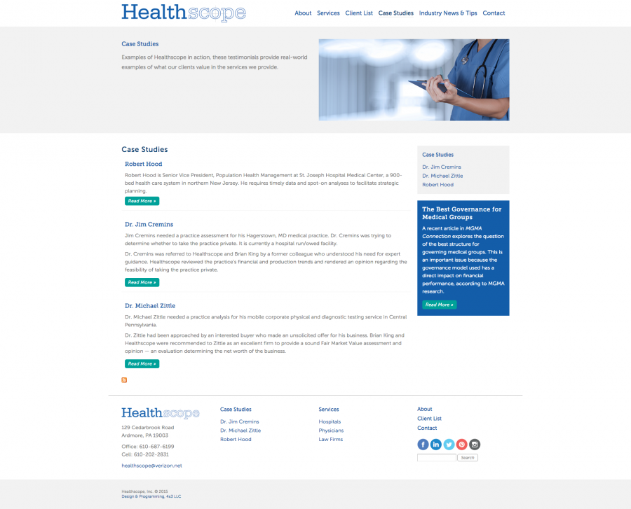 Healthscope Website, Interior Page