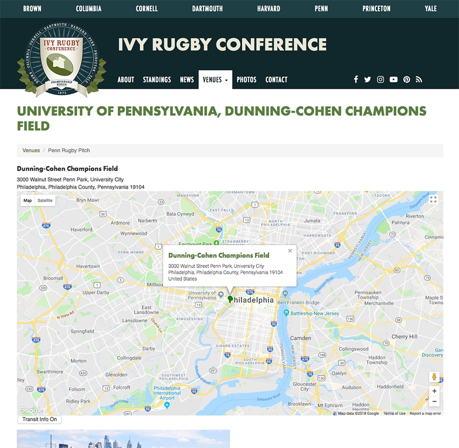Ivy Rugby Venue Map, 8 School Locations