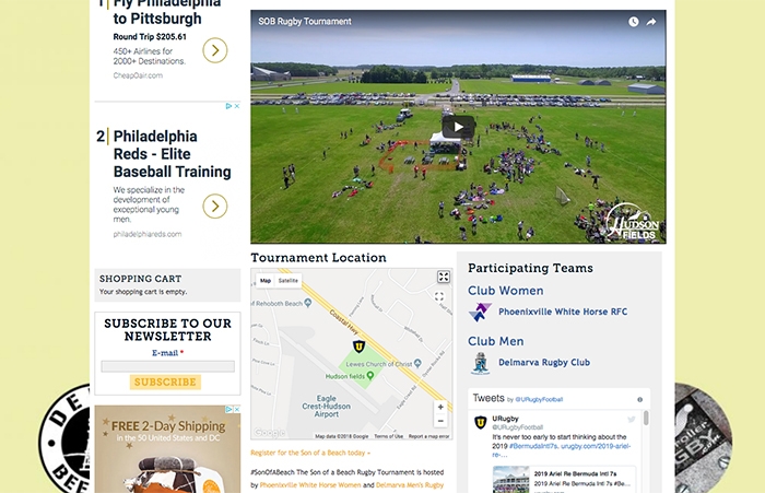 URugby Map for Tournament Venues on Internal Landing Pages