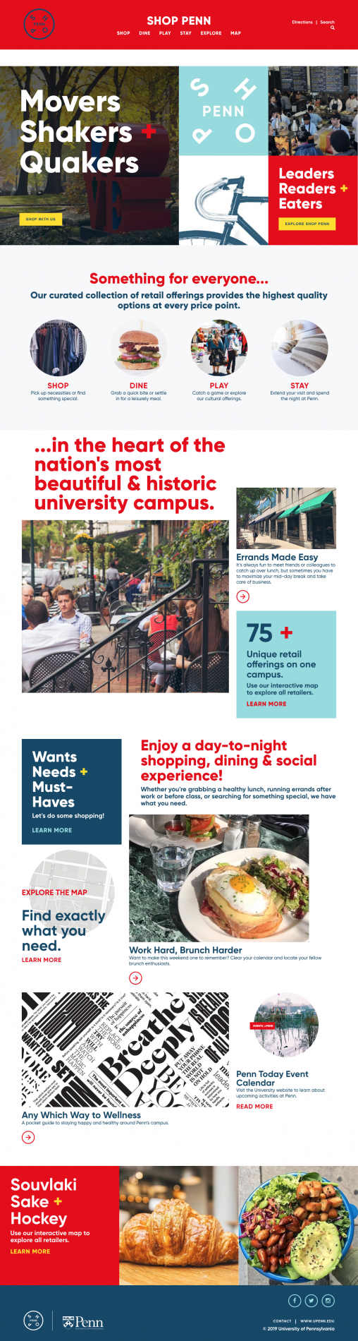 University of Pennsylvania's Shop Penn Website Homepage
