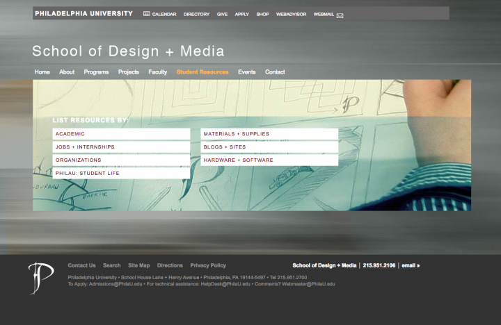 Philadelphia University School of Design + Media Website